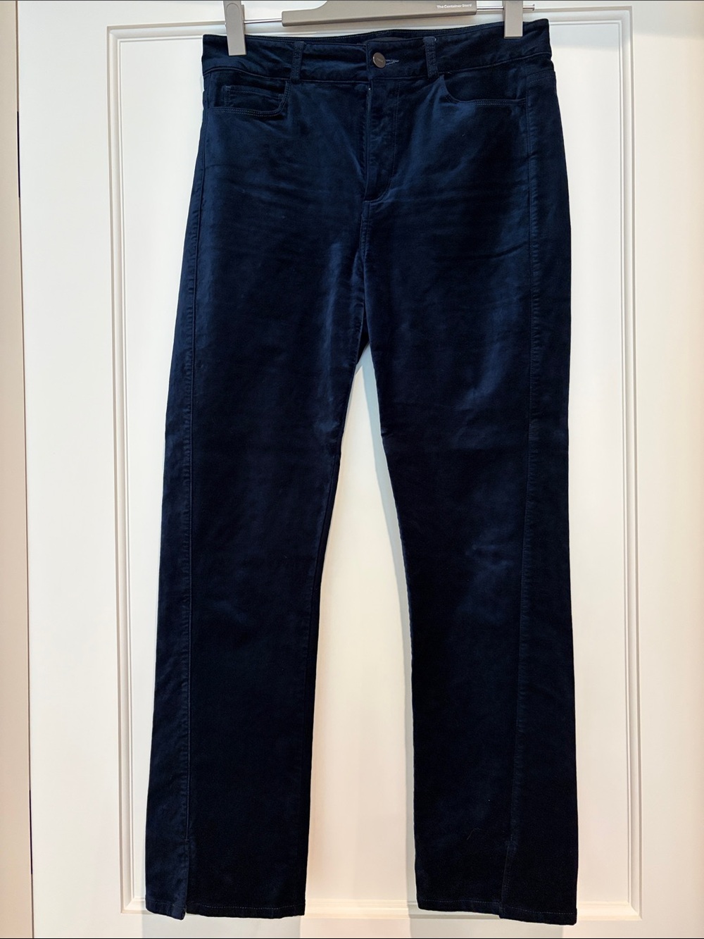 PAIGE Dark Navy Velvet Straight Leg Pants